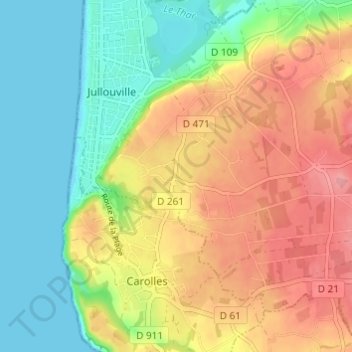 Mapa topográfico Groussey, altitud, relieve