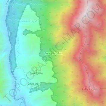 Mapa topográfico Tallu Bamba, altitud, relieve
