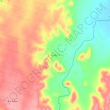 Mapa topográfico Valle del Río, altitud, relieve