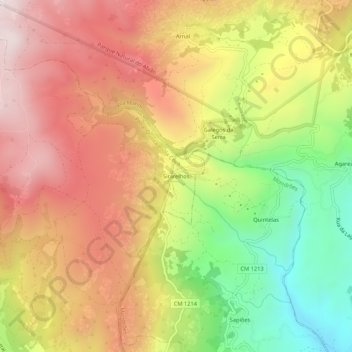 Mapa topográfico Sirarelhos, altitud, relieve