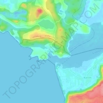 Mapa topográfico Tiracol, altitud, relieve