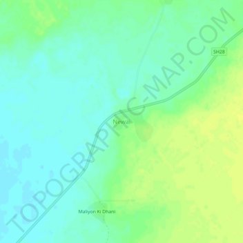 Mapa topográfico Newai, altitud, relieve