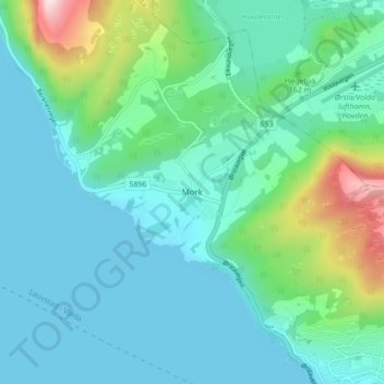 Mapa topográfico Mork, altitud, relieve