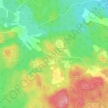 Mapa topográfico Moksi, altitud, relieve