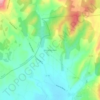 Mapa topográfico Mas de Bonnaure, altitud, relieve
