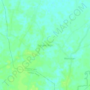 Mapa topográfico Sumber Rejo, altitud, relieve