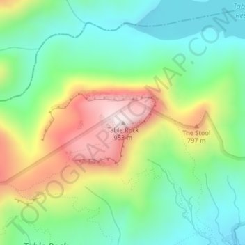Mapa topográfico Table Rock, altitud, relieve