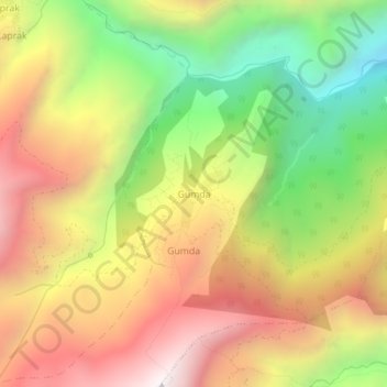 Mapa topográfico Gumda, altitud, relieve