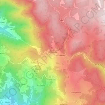 Mapa topográfico La Rochette, altitud, relieve