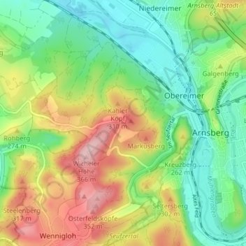 Mapa topográfico Capune, altitud, relieve