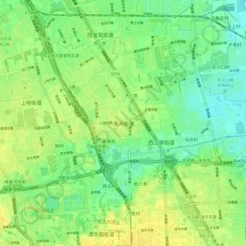 Mapa topográfico Qinghe, altitud, relieve