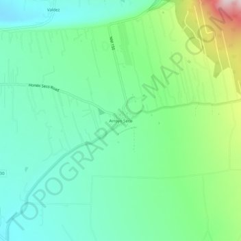 Mapa topográfico Arroyo Seco, altitud, relieve