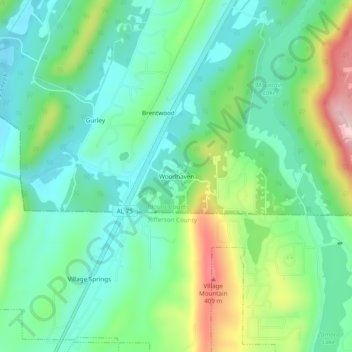 Mapa topográfico Woodhaven, altitud, relieve