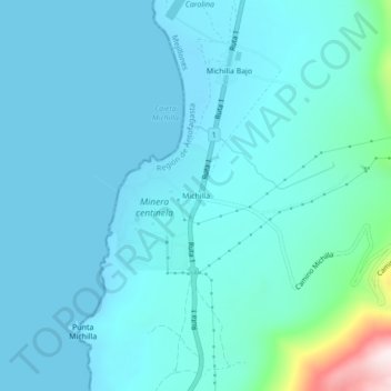 Mapa topográfico Michilla, altitud, relieve