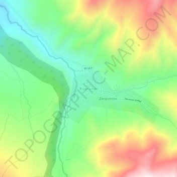 Mapa topográfico Jyrgalan, altitud, relieve