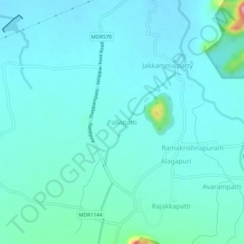 Mapa topográfico Pallapatti, altitud, relieve