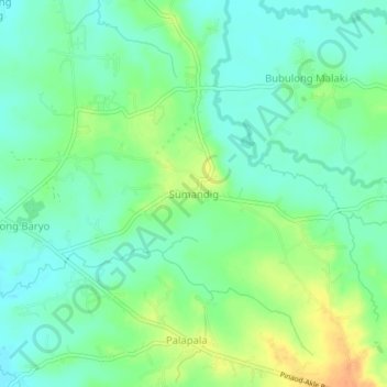 Mapa topográfico Sumandig, altitud, relieve