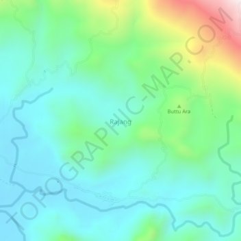 Mapa topográfico Rajang, altitud, relieve