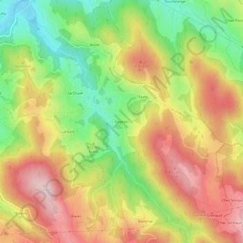 Mapa topográfico Gagnon, altitud, relieve
