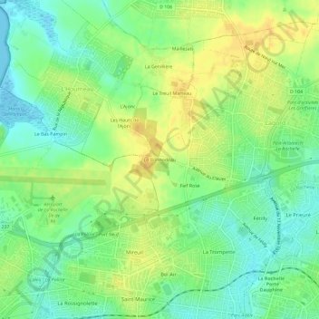 Mapa topográfico Le Bonnodeau, altitud, relieve