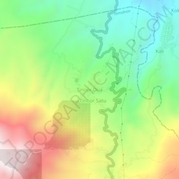Mapa topográfico Tinoor Dua, altitud, relieve