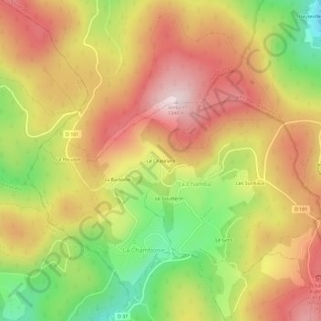 Mapa topográfico Le Chatelard, altitud, relieve