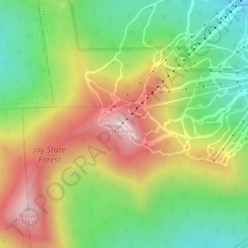 Mapa topográfico Jay Peak, altitud, relieve
