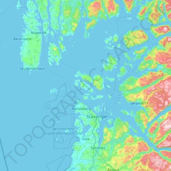 Mapa topográfico Mosterøy, altitud, relieve