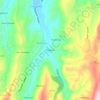 Mapa topográfico Makronas, altitud, relieve