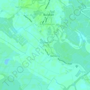 Mapa topográfico Purok 2, altitud, relieve