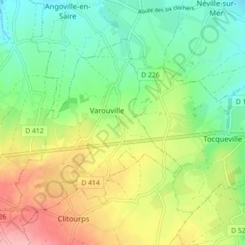 Mapa topográfico Hau de la Lande, altitud, relieve