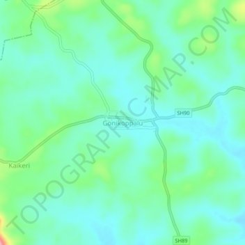 Mapa topográfico Gonikoppalu, altitud, relieve
