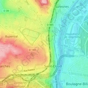 Mapa topográfico Résidence Beausoleil, altitud, relieve