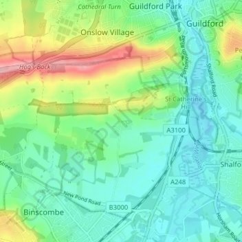 Mapa topográfico Littleton, altitud, relieve