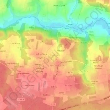 Mapa topográfico La Grette, altitud, relieve
