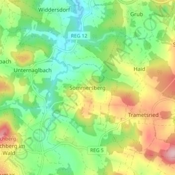 Mapa topográfico Sommersberg, altitud, relieve