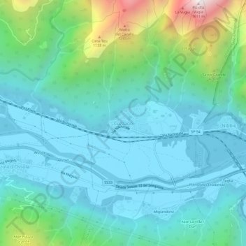 Mapa topográfico Cuzzago, altitud, relieve