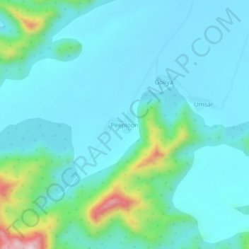 Mapa topográfico Peeploon, altitud, relieve