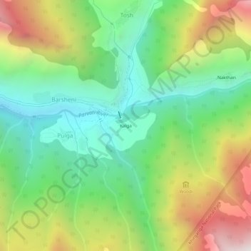 Mapa topográfico Kalga, altitud, relieve