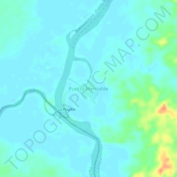 Mapa topográfico Puerto Merizalde, altitud, relieve