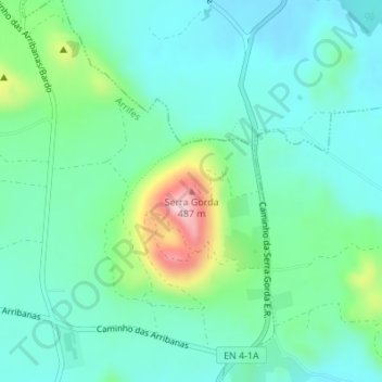 Mapa topográfico Serra Gorda, altitud, relieve