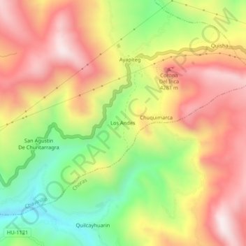 Mapa topográfico Los Andes, altitud, relieve
