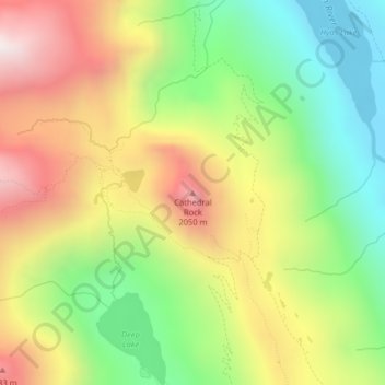 Mapa topográfico Cathedral Rock, altitud, relieve