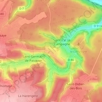 Mapa topográfico Le Mont Hamel, altitud, relieve