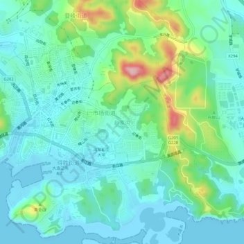 Mapa topográfico 赵家沟, altitud, relieve