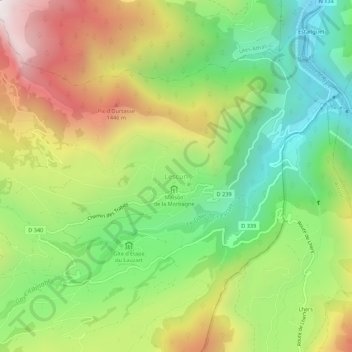 Mapa topográfico Lescun, altitud, relieve