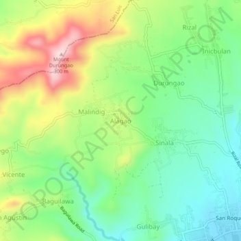 Mapa topográfico Alagao, altitud, relieve