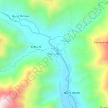 Mapa topográfico Palo Blanco, altitud, relieve