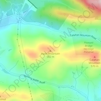 Mapa topográfico Hyde Mountain, altitud, relieve