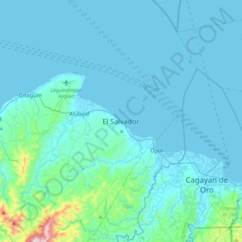 Mapa topográfico El Salvador, altitud, relieve